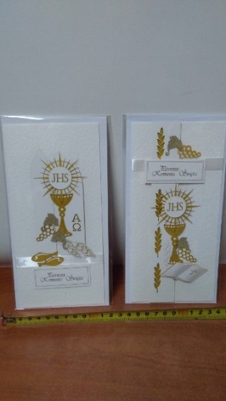 Karnet ręcznie zdobiony KOMUNIA ŚWIĘTA DL