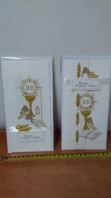 Karnet ręcznie zdobiony KOMUNIA ŚWIĘTA DL