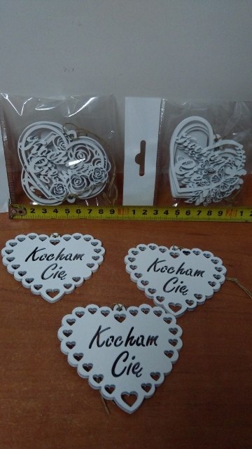 Zawieszka drewno ażur 3szt. SERCE