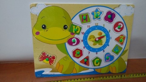 Zegar edukacyjny drewniany żółwik BPUZ4238