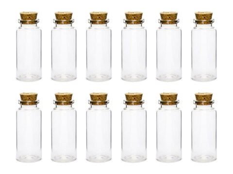 Buteleczki szklane 7,5cm z korkiem 12szt. | GB1