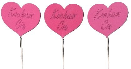 Serce czerwone na piku 6szt KOCHAM CIĘ 9cm