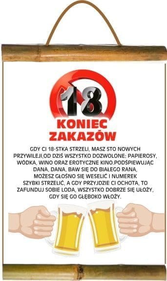 Dyplom urodzinowy dla Pana 18-nastka