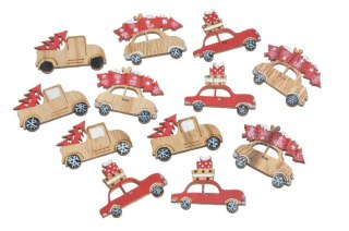 Ozdoby z drewna- autka w paczce 12szt/pacz 208CAN18A0902