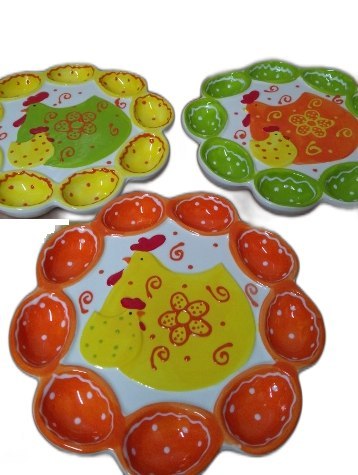 Talerz ceramiczny na jajka jajek kolorowy KURKA
