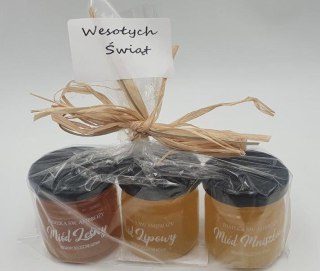 Miód mini mix 3szt. z karteczką ,,Wesołych Świąt"