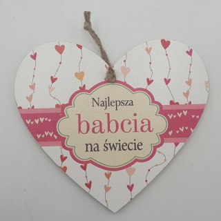 Serce wiszące 12x15cm NAJLEPSZA BABCIA NA ŚWIECIE