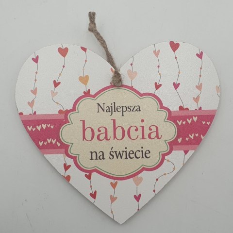 Serce wiszące 12x15cm NAJLEPSZA BABCIA NA ŚWIECIE