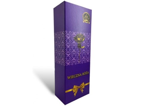 Wieczna róża ze złotą łodygą w pudełku walg516