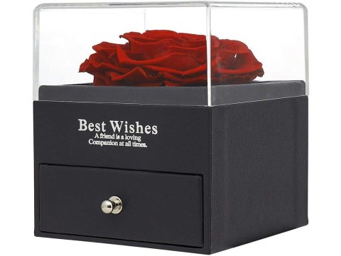 Wieczna róża w pudełku prezent szkatułka szufladka na naszyjnik biżuterię