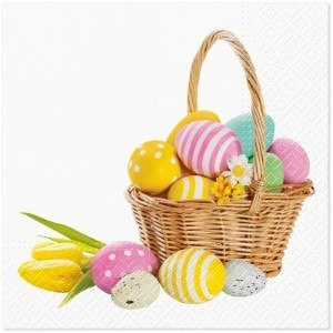 Serwetki papierowe 33cm x 33cm 20szt. WIELKANOCNE "BASKET OF JOY" 76-93