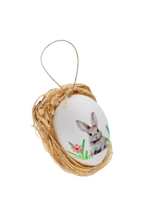 Jajka plastikowe gęsie 8cm kolor biały z dekoracjami 6szt. WPJ-0178