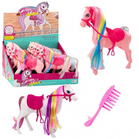 Koń z tęczową grzywką i grzebieniem 20 x 20cm A-1185