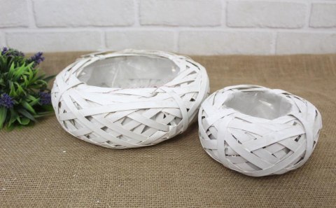 Osłonka gniazdko rattanowe OKRĄGŁE z folią BIAŁE kpl 2 szt. CR1971-25-15WH