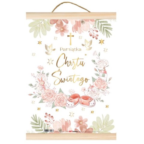 Pozłacany dyplom Pamiątka Chrztu Świętego - dziewczynka
