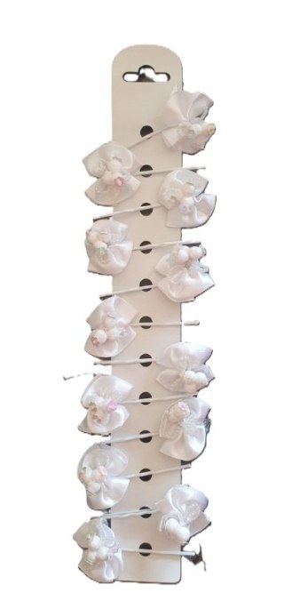 Spinki 12szt wsuwki białe kokardki