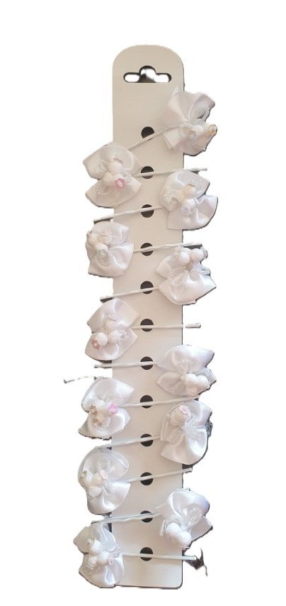 Spinki 12szt wsuwki białe kokardki