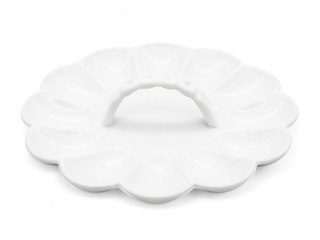 Talerz 23cm do jajek talerzyk na jajka porcelanowy z uchwytem podstawka półmisek TR-24-407