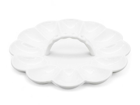Talerz 23cm do jajek talerzyk na jajka porcelanowy z uchwytem podstawka półmisek TR-24-407