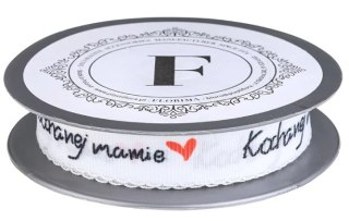 Wstążka 2cm x 10mb biało czerwono czarna "KOCHANEJ MAMIE" - 225593.M.