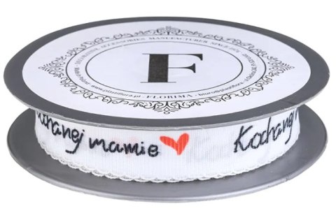 Wstążka 2cm x 10mb biało czerwono czarna "KOCHANEJ MAMIE" - 225593.M.