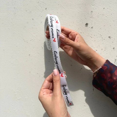 Wstążka 2cm x 10mb biało czerwono czarna "KOCHANEJ MAMIE" - 225593.M.