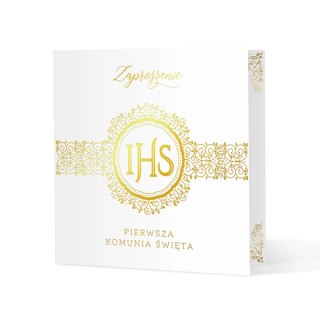 Zaproszenie na komunię biało-złote 10szt. 132593