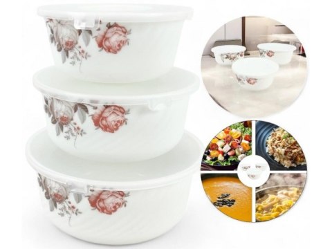 Zestaw 3 misek szklanych z pokrywkami 3w1 misa1615