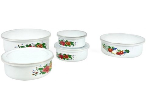 Zestaw misek emaliowanych z pokrywkami 10-18cm/24