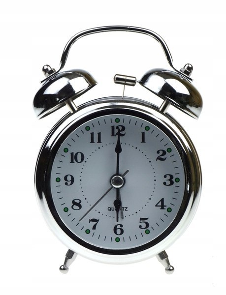 Budzik okrągły na nóżce stalowy 12cm srebrny | DIA5817