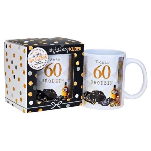 Kubek na 60 urodziny dla mężczyzny (czarne auto) 3309-UR15-60