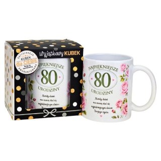 Kubek na 80 urodziny dla kobiety (róże) 3309-UR18-80