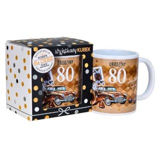 Kubek na 80 urodziny dla mężczyzny (brązowe auto) 3309-UR14-80