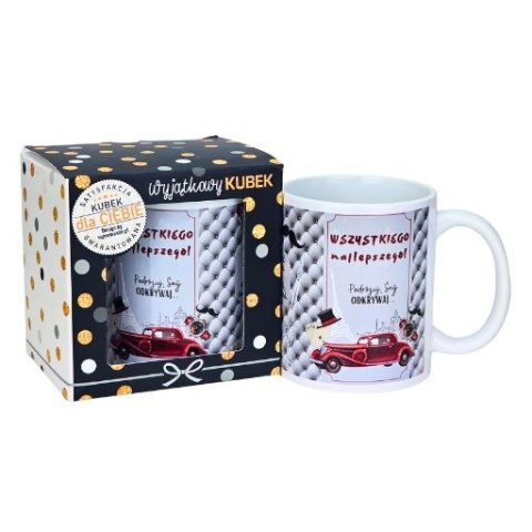 Kubek na urodziny dla mężczyzny (bordowe auto) - Wszystkiego najlepszego 3309-UR11-WN