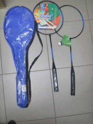 Paletki do badmintona metal 2szt+lotka 43890