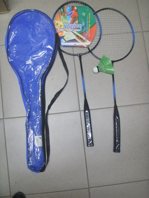 Paletki do badmintona metal 2szt+lotka 43890