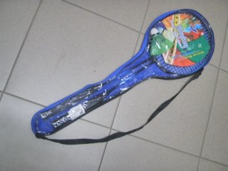 Paletki do badmintona metal 2szt+lotka 43890
