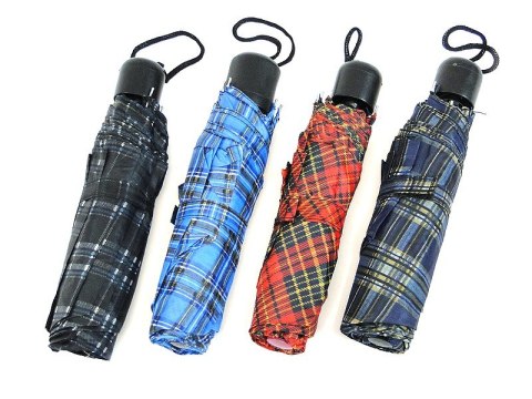 Parasolka ręcznie składana w kratę dł. po złożeniu 24cm mix kolorów