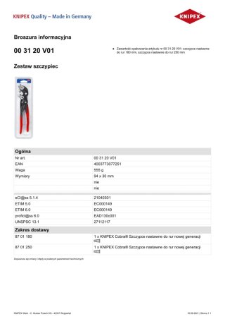 ZESTAW SZCZYPIEC NASTRAWNYCH DO RUR COBRA 2SZT.