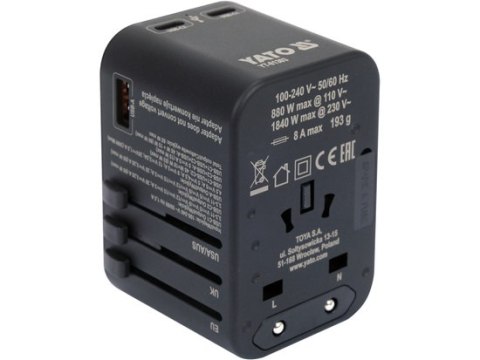 ADAPTER PODRÓŻNY UNIWERSALNY USB-C PD 65W