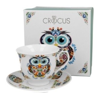Filiżanka 250ml. ze spodkiem SOWA ETNO