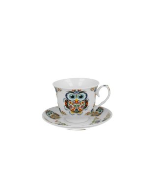 Filiżanka 250ml. ze spodkiem SOWA ETNO