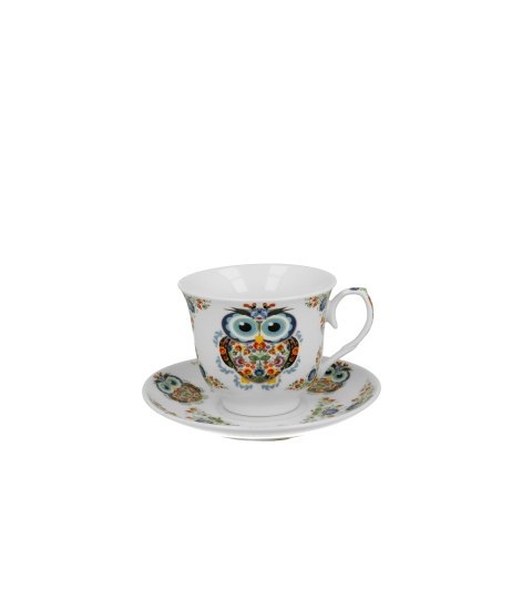 Filiżanka 250ml. ze spodkiem SOWA ETNO