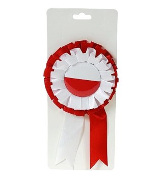 Kotylion biało czerwony Polska 12szt. śred. 8,5cm