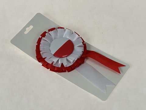 Kotylion biało czerwony Polska 12szt. śred. 8,5cm