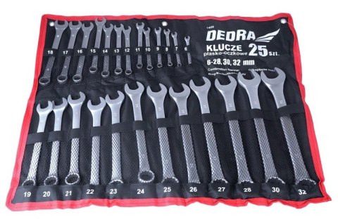 KOMPLET KLUCZY PŁASKO-OCZKOWYCH 25-SZTUK 6-32MM