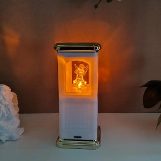 Znicz solarny biały kapliczka aniołek